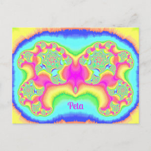 Cartão Postal PETA ~ BOLD ~ FLUOR ROSA ~ Design Fractal 3D ~