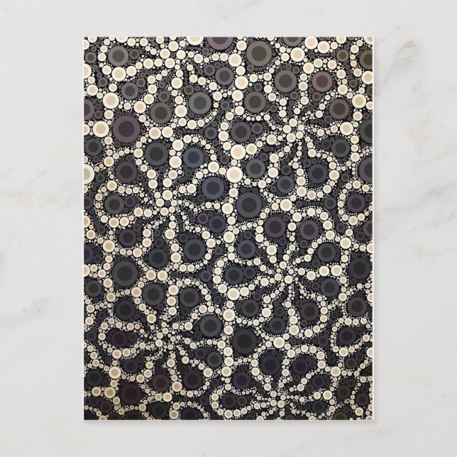 Cartão Postal Pétalas de Flor Mosaico Castanho Preto (Frente)