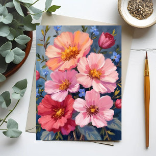 Cartão Postal Pétalas em Flor   Pintura em Aquarela Floral