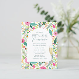Cartão Postal Pétalas Prosecco Floral Orçamento Festa de Noivado