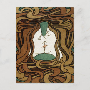 Cartão Postal Peter Behrens Beijo Amor Abstrato Art Nouveau
