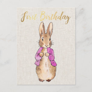 Cartão Postal Peter o coelho rosa jaqueta Primeiro aniversário