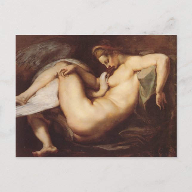 Cartão Postal Peter Paul Rubens - Leda e o Cisne (Frente)