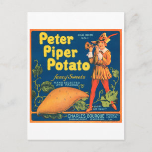 Cartão Postal Peter Piper Potato Rico Sweets Vintage Crate Labe