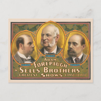 Cartão Postal Peter Sells, Adam Forepaugh E Lewis Vende