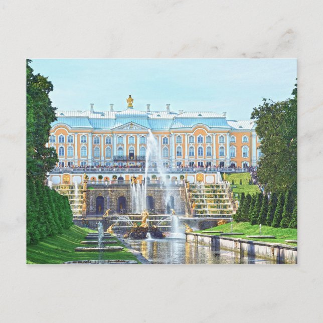 Cartão Postal Peterhof Palace Grand Cascade, Rússia (Frente)