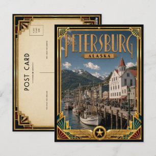 Cartão Postal Petersburgo Alasca Arte Deco Vintage Era de Ouro