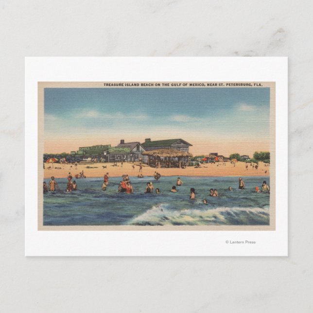 Cartão Postal Petersburgo, FL - Vista da Ilha do Tesouro (Frente)