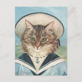 Cartão Postal Petit garçon mer chat