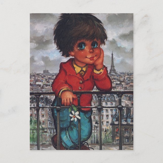 Cartão Postal Petit Poulbot à la fleur (Frente)