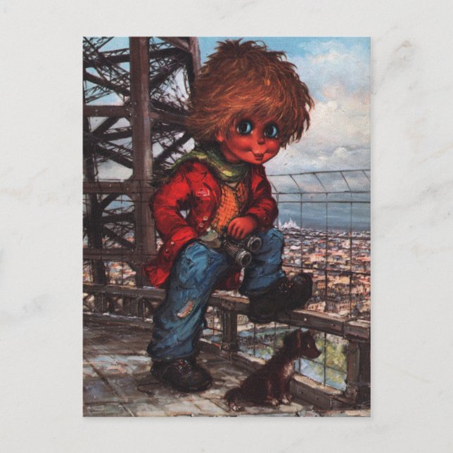 Cartão Postal Petit Poulbot à la Tour Eiffel (Frente)