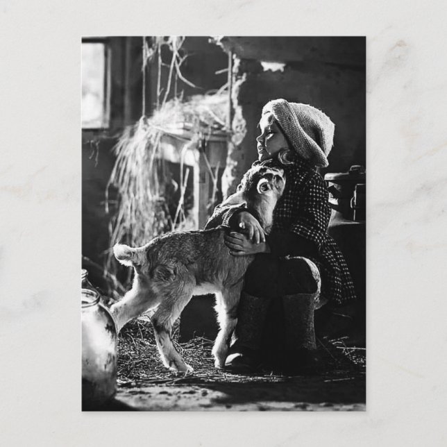 Cartão Postal Petite fille et chèvre (Frente)
