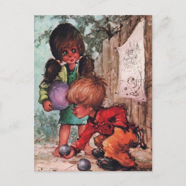 Cartão Postal Petits Poulbots pétanque (Frente)