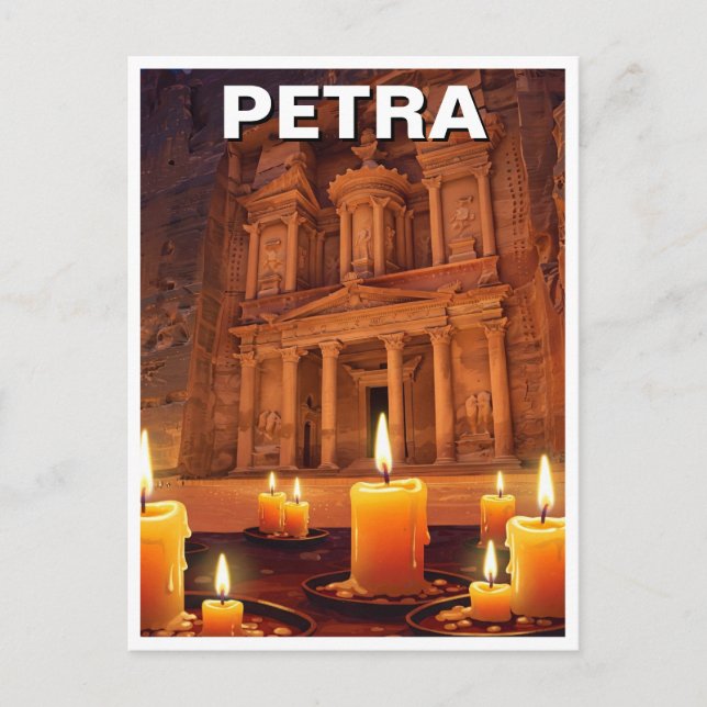 Cartão Postal Petra Jordan Candles Night (Frente)