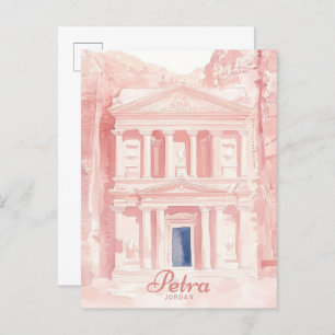 Cartão Postal Petra Jordan Gouache Paint Viagem