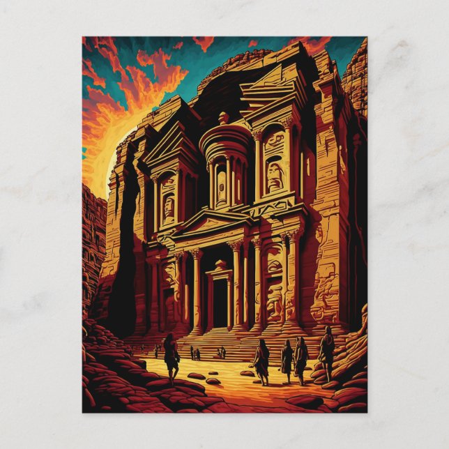 Cartão Postal Petra Jordan Maravilhas da Pop de Arte Mundial (Frente)