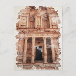 Cartão Postal Petra Jordan Watercolor Art