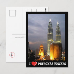 Cartão Postal Petronas Tower - Kuala Lumpur - Malásia - Eu Amo