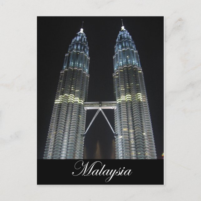 Cartão Postal Petronas Towers à Noite (Frente)