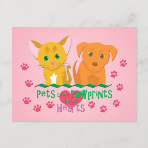 Cartão Postal Pets deixam pegadas no coração