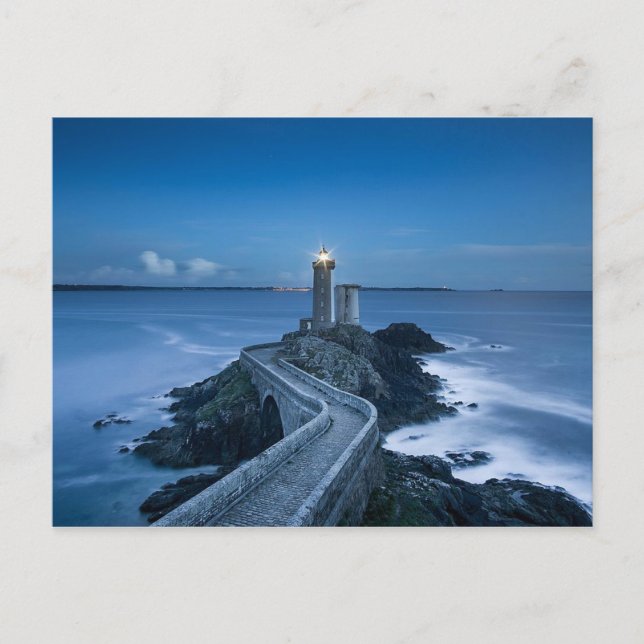 Cartão Postal Phare du Petit Minou nuit Finistère França (Frente)