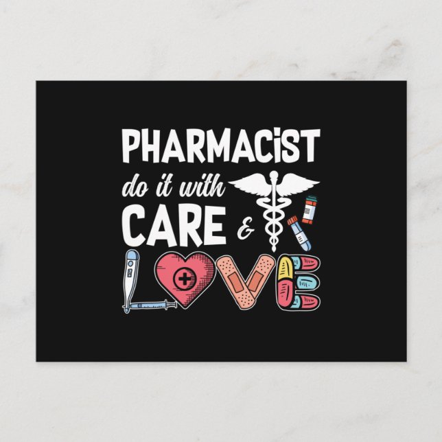 Cartão Postal Pharmacy Technician Pharmacist Do It With Care (Frente)
