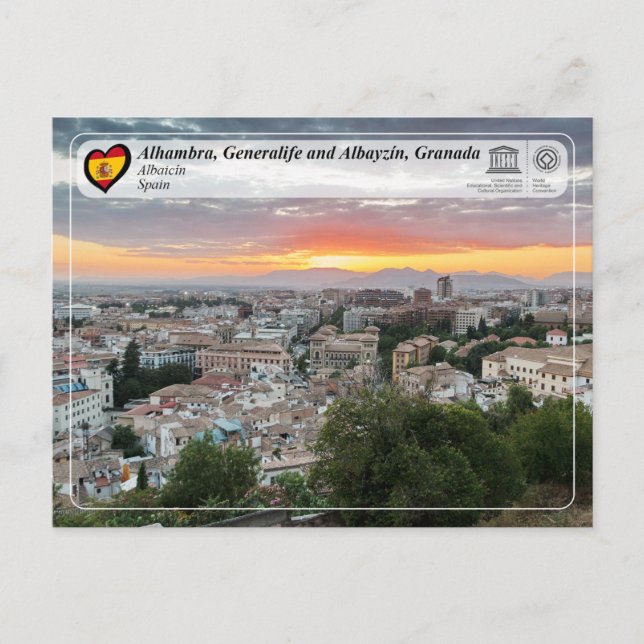 Cartão Postal PHC da UNESCO - Albayzín, Granada (Frente)