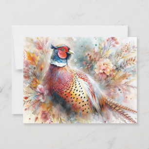 Cartão Postal Pheasant Bird and Fall Foliage