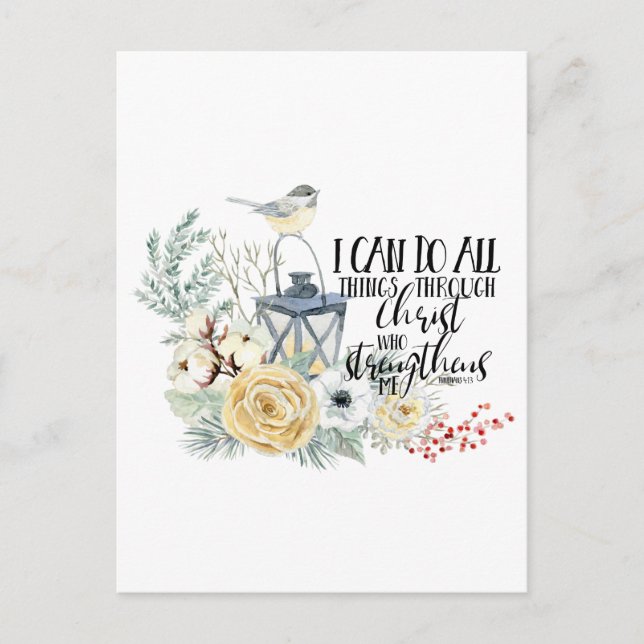Cartão Postal Phil 4:13 Eu Posso Fazer Tudo Natal (Frente)