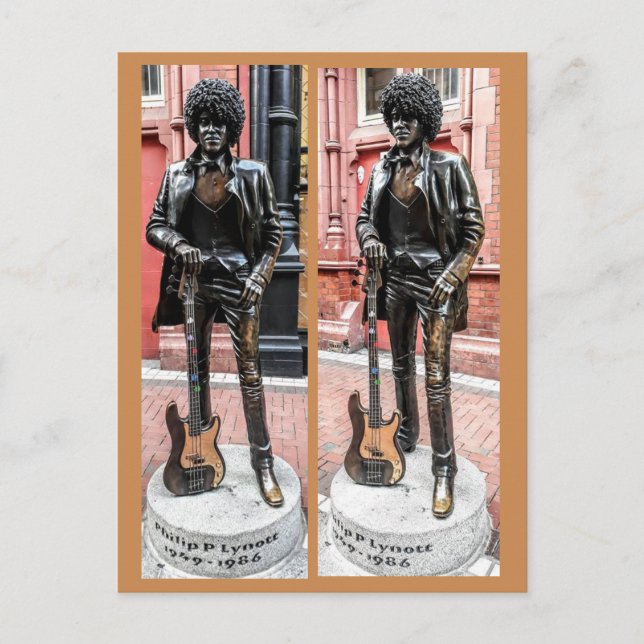 Cartão Postal Phil Lynott Statue, Dublin, Ireland (Frente)