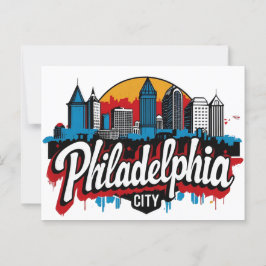 Cartão Postal Philadelphia City Pennsylvania EUA retro skyline