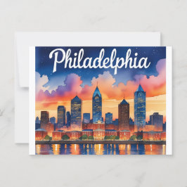 Cartão Postal Philadelphia City Pennsylvania EUA skyline