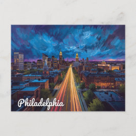 Cartão Postal Philadelphia PA Night City View