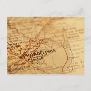 Cartão Postal Philadelphia, PA Vintage Map