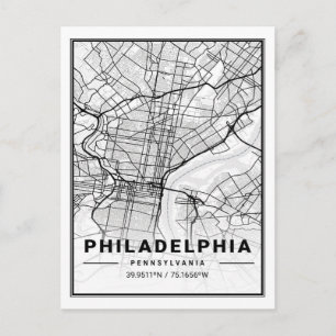 Cartão Postal Philadelphia Pennsylvania EUA - Mapa da Cidade do