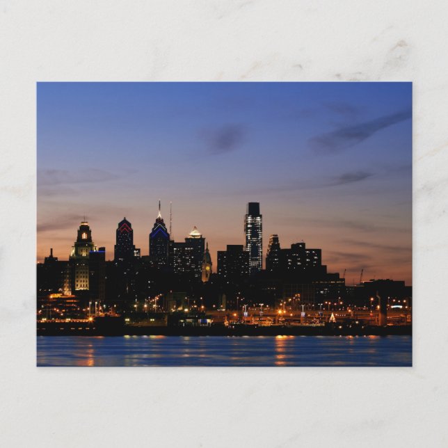 Cartão Postal Philadelphia Skyline em Twilight- Cartão-postal re (Frente)