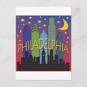 Cartão Postal Philadelphia Skyline Noite