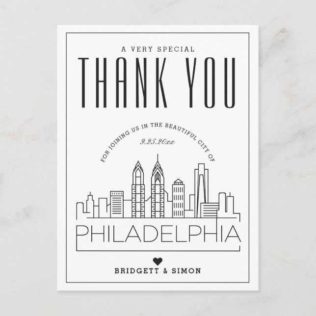 Cartão Postal Philadelphia Wedding | Obrigados para o próximo! C (Frente)