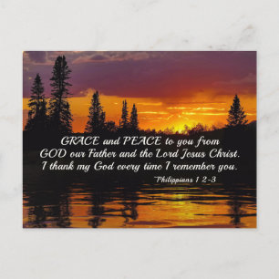 Cartão Postal Philippians 1:2-3 Grace e Peace to You, Bíblia