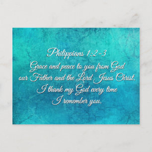 Cartão Postal Philippians 1:2-3 Grace e Peace to You Scripting
