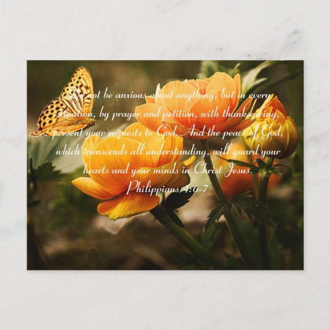 Cartão Postal Philippians 4:6-7 Não fique com Bíblia ansiosa Ver (Frente)