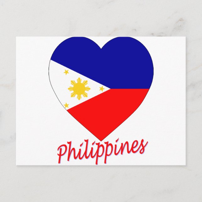 Cartão Postal Philippines Flag Heart (Frente)