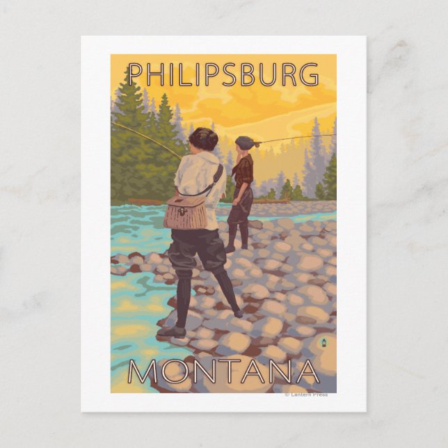 Cartão Postal Philipsburg, MontanaWomen Fly Fisheries (Frente)