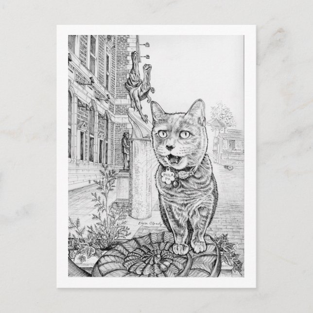 Cartão Postal Philly Cat near Academy of Natural Sciences  (Frente)