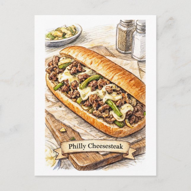 Cartão postal Philly Cheesesteak (Série de Comida  (Frente)