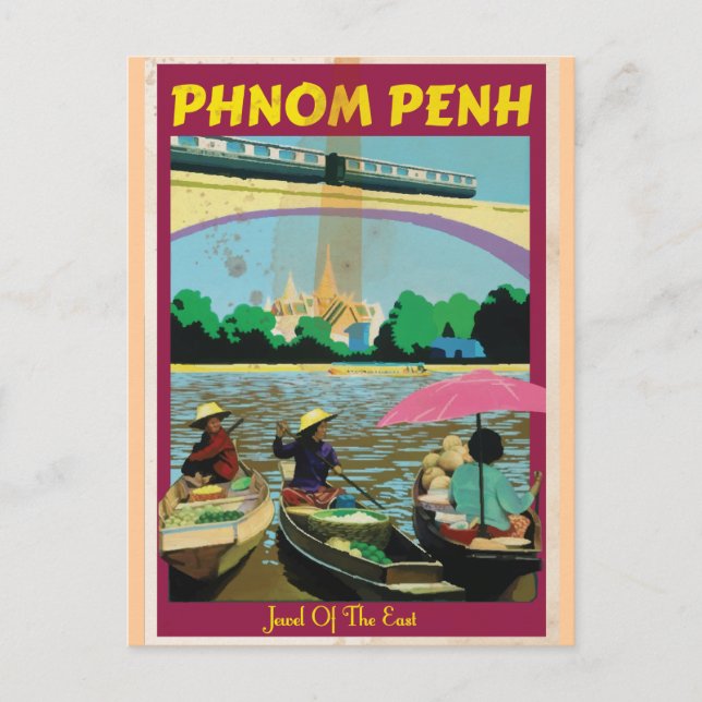 Cartão Postal Phnom Penh viagens vintage (Frente)