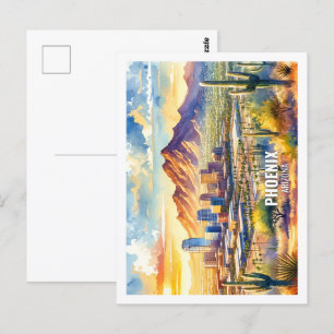 Cartão Postal Phoenix Arizona EUA Lugar Famoso aquarela