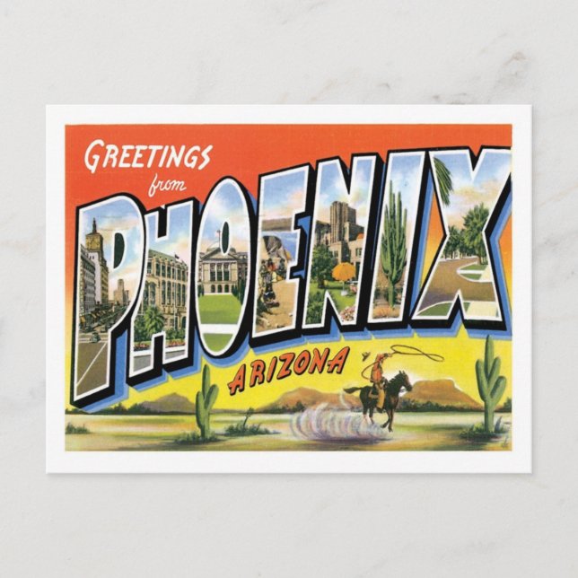 Cartão Postal Phoenix Arizona Saudações da Cidade dos EUA (Frente)