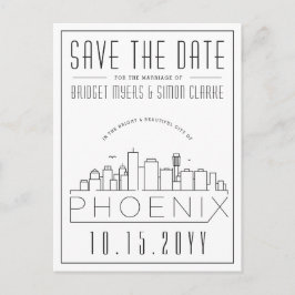 Cartão Postal Phoenix, Arizona | Skyline Estilizado Salvar a Dat