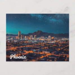 Cartão Postal Phoenix Arizona Skyline Night Sky